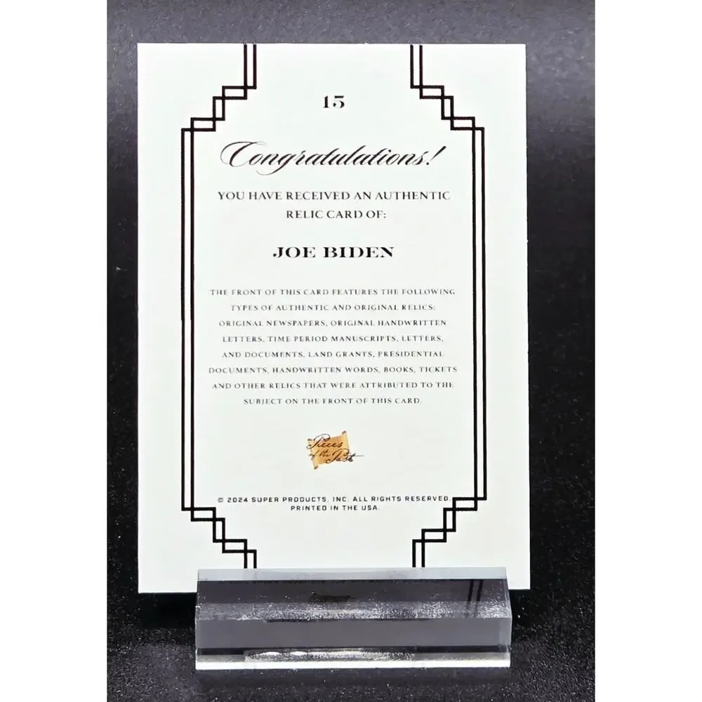 Authentic Joe Biden from the Desk of the President Relic Card Rare